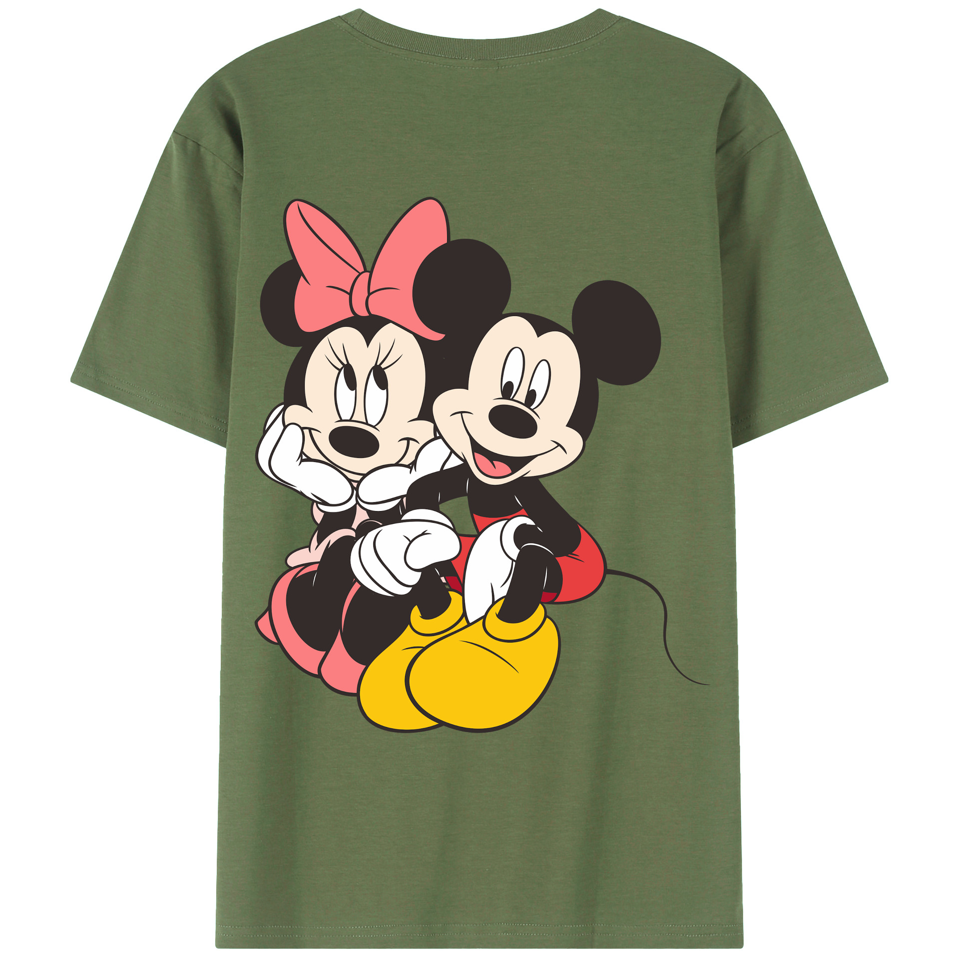 ミッキーマウス Mickey Mouse 綿100％ メンズ半袖Tシャツ（バックプリント） 通気性